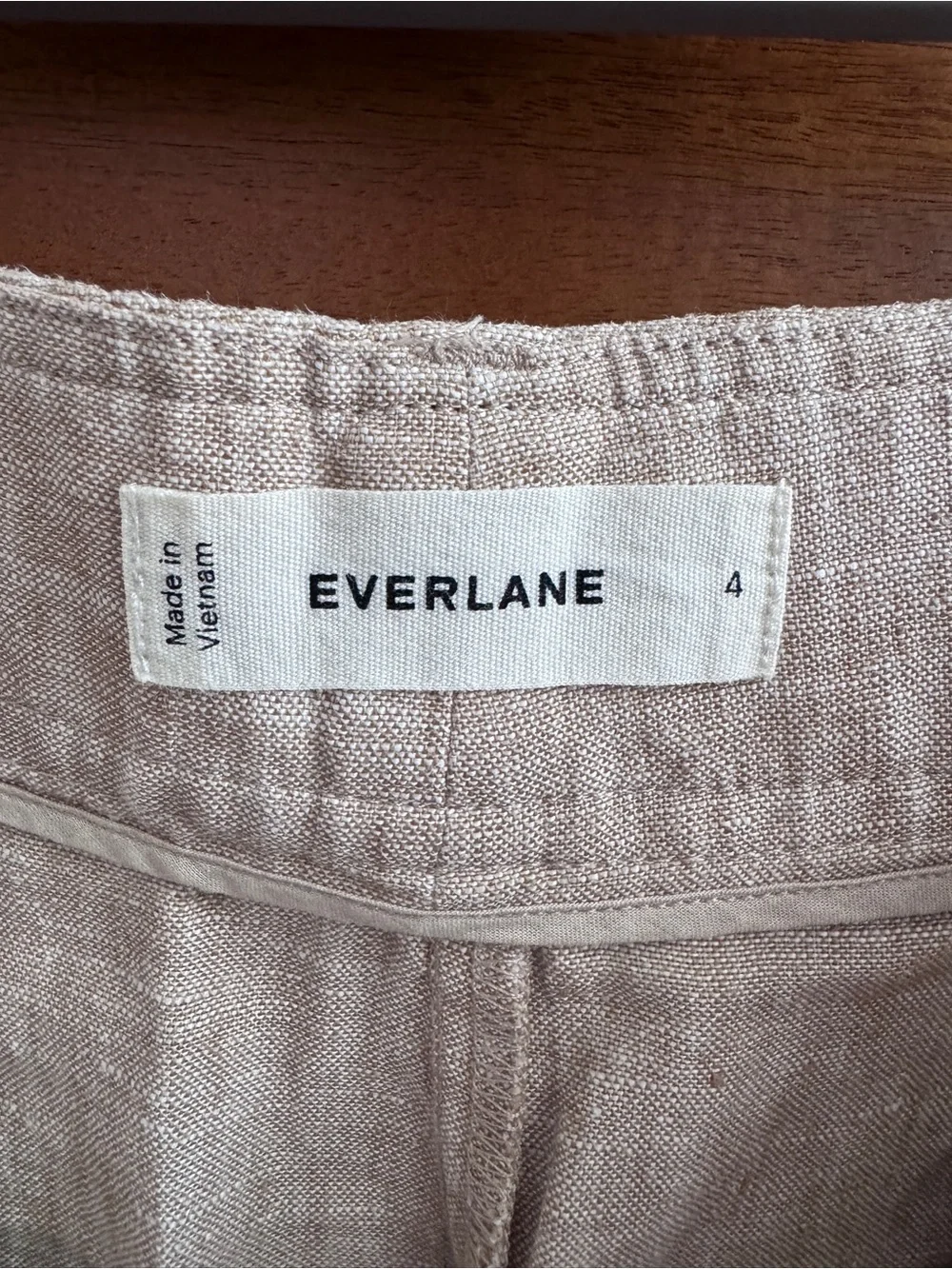 Everlane Beige 100% Linen Wide Leg Pant